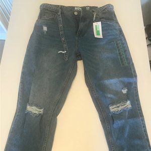 Urban Planet Distressed Blue Mom Jeans w/ Belt